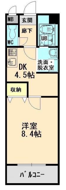 ブランシェ(1DK/3階)の間取り写真