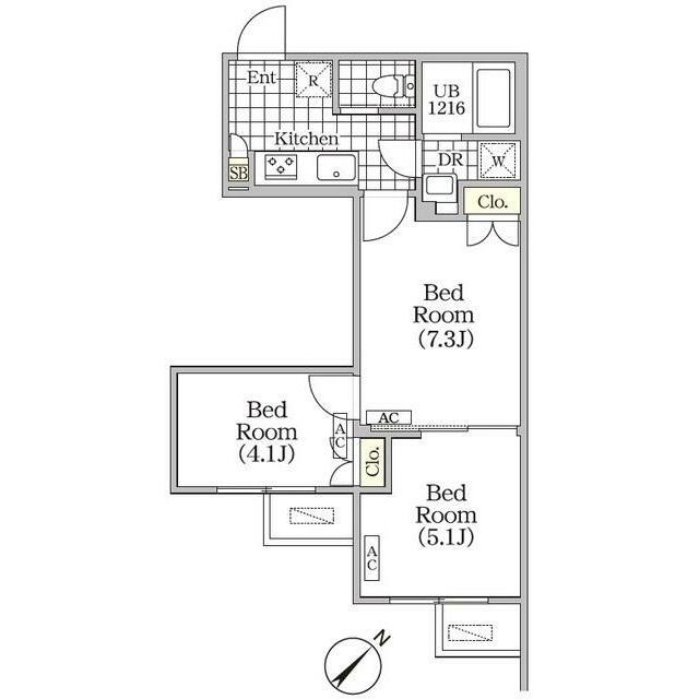 BRICK RESIDENCE 目黒本町(3K/3階)の間取り写真