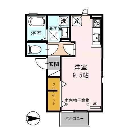 ラグーンY(ワンルーム/1階)の間取り写真