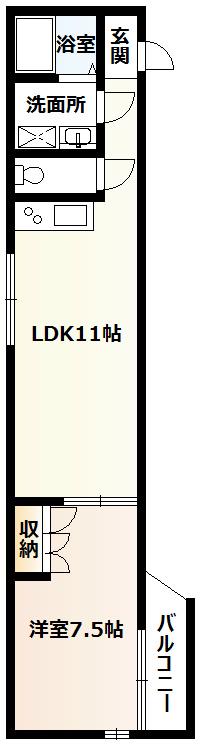 GRANDIR(1LDK/2階)の間取り写真