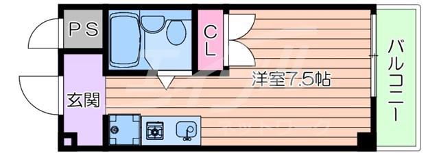 イーストサイド吹田(ワンルーム/3階)の間取り写真