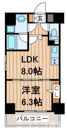 グランドロアール仙台西公園(1LDK/5階)の間取り写真