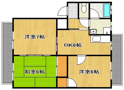 シンフォニーA(3DK/2階)の間取り写真