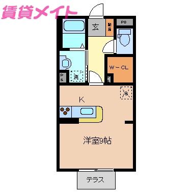 クレアコート(ワンルーム/1階)の間取り写真