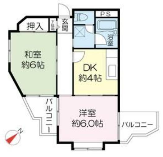 フローレンス西宮I(2DK/1階)の間取り写真