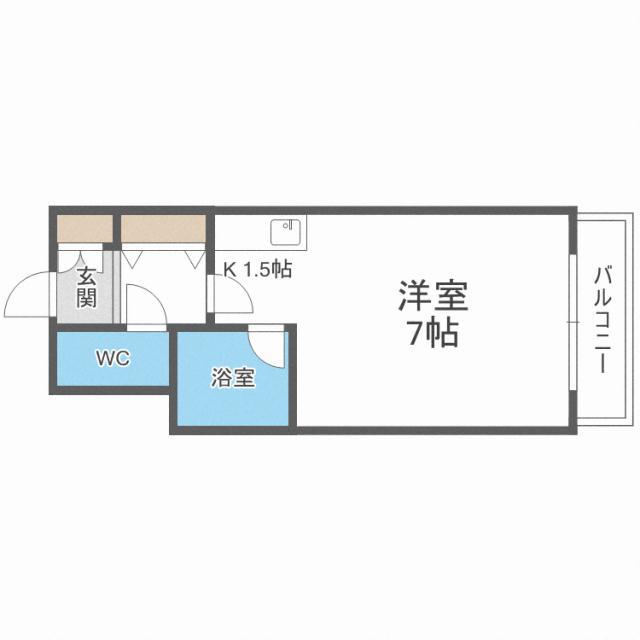 ジョイフル札幌(1K/8階)の間取り写真