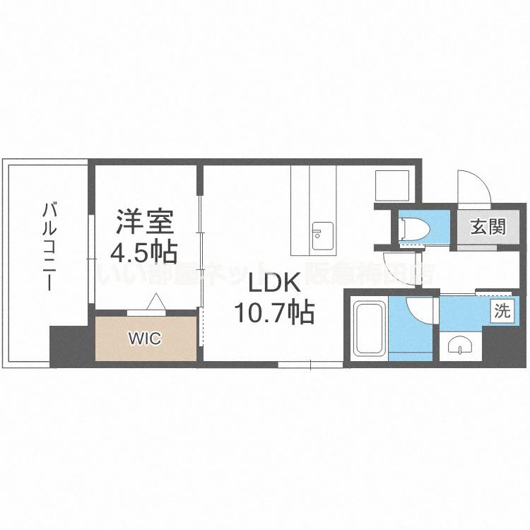 アプリーレ大阪城北(1LDK/3階)の間取り写真
