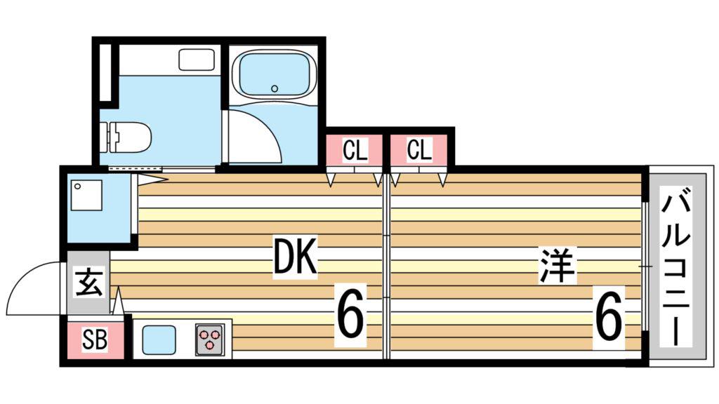 エスペランサ御影II(1DK/2階)の間取り写真
