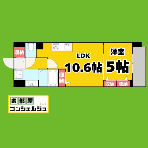 ザ・シンフォニア新栄(1LDK/6階)の間取り写真