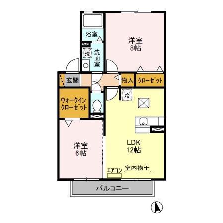 ボナールAB(2LDK/1階)の間取り写真