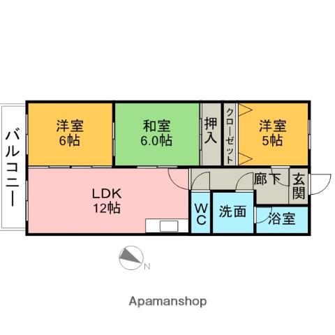 サンモール岡田(3LDK/2階)の間取り写真