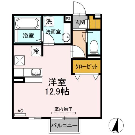 D-ROOM平成大学(ワンルーム/1階)の間取り写真