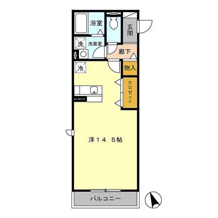 アムール赤山(ワンルーム/1階)の間取り写真