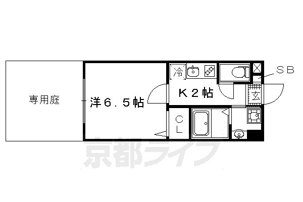 シエルコート紫野(1K/1階)の間取り写真