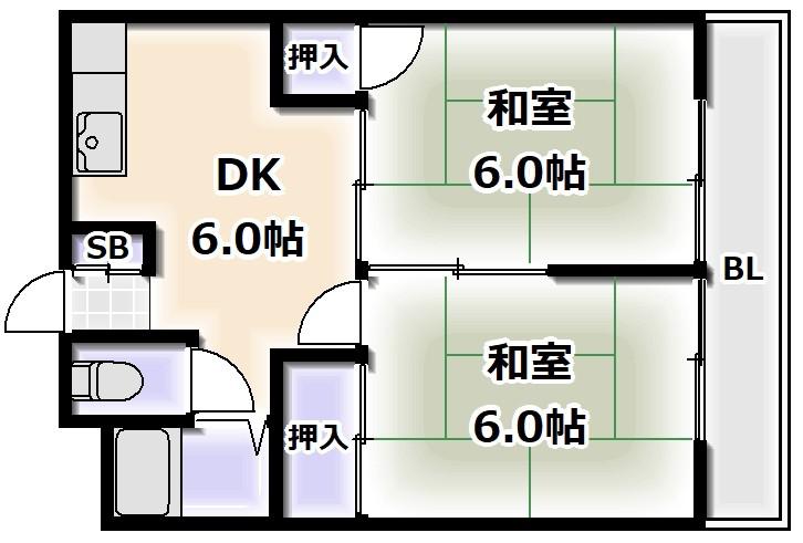 ベアー・コーポ(2LDK/2階)の間取り写真