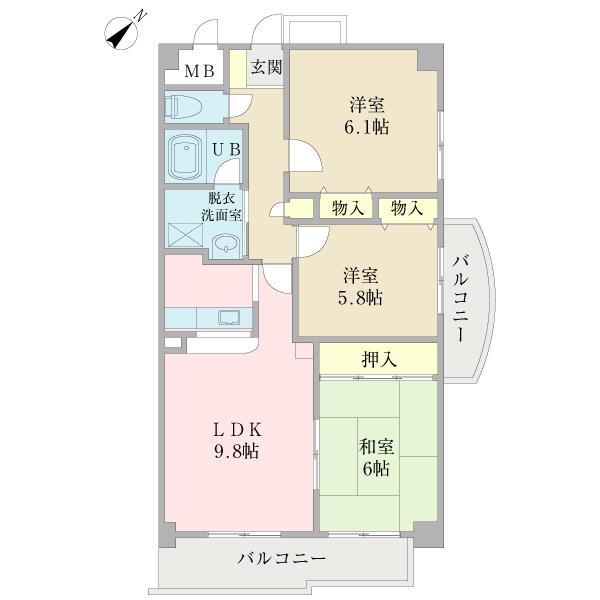カリエール庄屋(3LDK/1階)の間取り写真