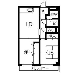 ハッピーコート駅南大路(2LDK/3階)の間取り写真