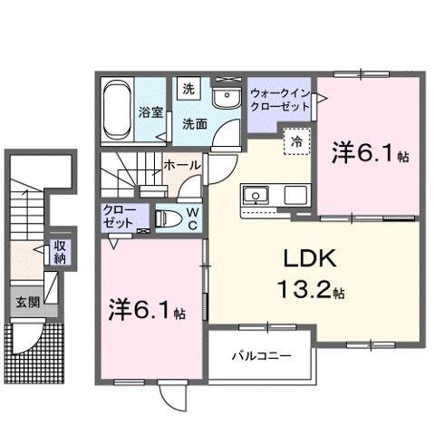 サン シャイン ヴィレッジ(2LDK/2階)の間取り写真