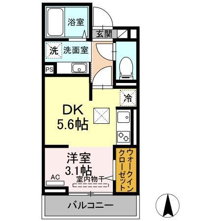 セジュール春日町I(1DK/1階)の間取り写真