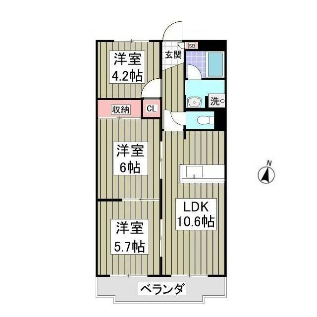 メゾンセレステ指扇(3LDK/1階)の間取り写真