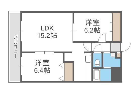 アセッツイン松浦(2LDK/2階)の間取り写真
