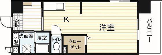 カノン廿日市(1K/5階)の間取り写真