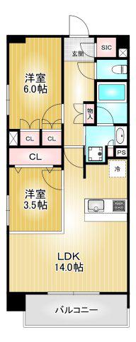 オープンレジデンシア大須FRONT(2LDK/11階)の間取り写真