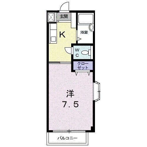 宮の前AP(1K/1階)の間取り写真