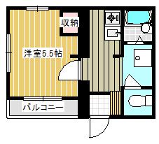 パラッツォ祐天寺(1K/2階)の間取り写真