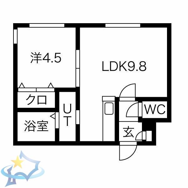 ING南8条(1LDK/3階)の間取り写真