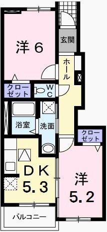ウェントゥスI(2DK/1階)の間取り写真
