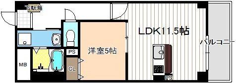 プログレスII(1LDK/6階)の間取り写真