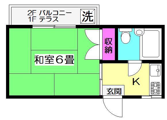 フラット東武練馬(1K/2階)の間取り写真
