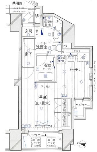 東急ドエル・グラフィオ広尾(ワンルーム/2階)の間取り写真