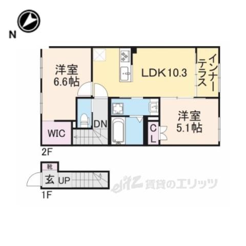 ローザ フェリーチェ(2LDK/2階)の間取り写真