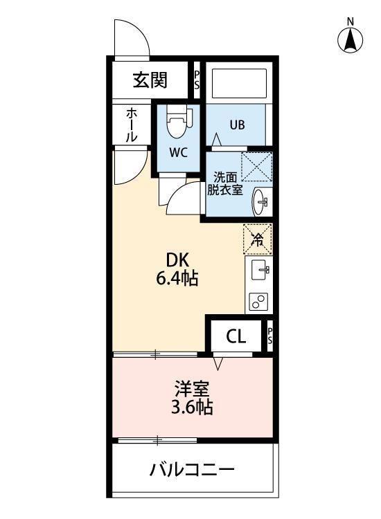 COCON GRANDJOUR 尼崎水堂町(1DK/1階)の間取り写真
