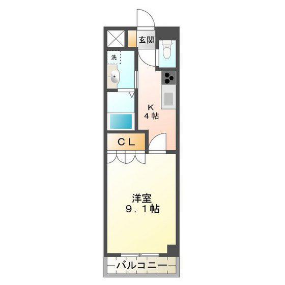ハイツ南丸の内(1K/1階)の間取り写真