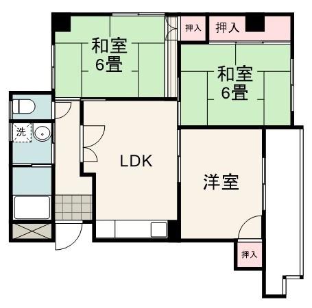 ルミエール桜ヶ丘(3LDK/2階)の間取り写真