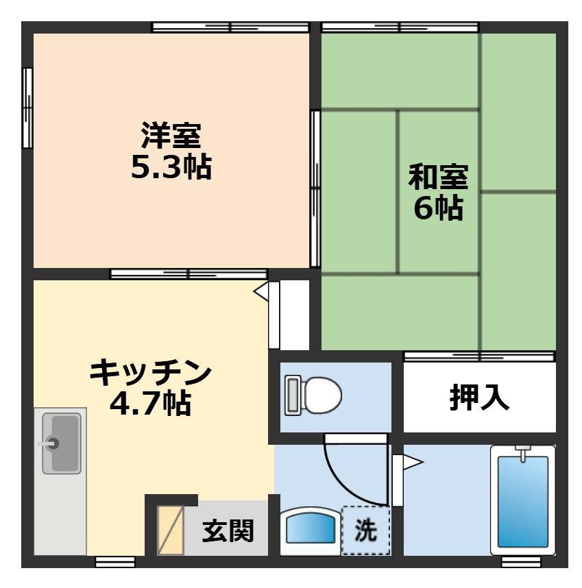 BREEZE COURT NOBI(2DK/1階)の間取り写真