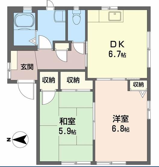 クレール(2DK/1階)の間取り写真