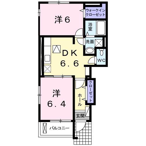 フリーデ(2DK/1階)の間取り写真