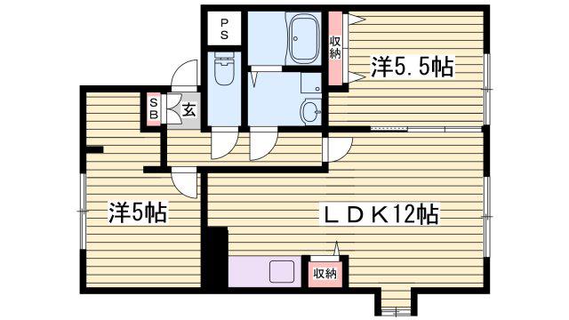 ラメール高砂(2LDK/2階)の間取り写真