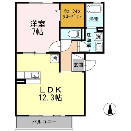 コンフィデンテII(1LDK/2階)の間取り写真