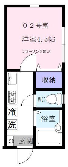 メゾン ルミエール(1K/2階)の間取り写真