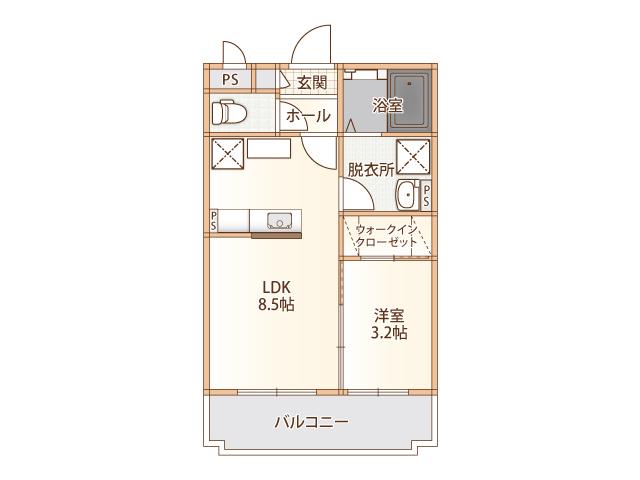 フェリシティコート(1LDK/2階)の間取り写真