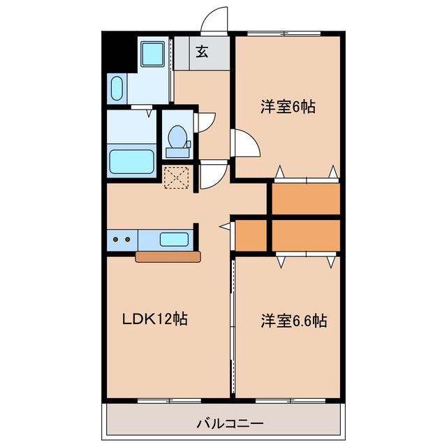 PLEASURE細島II(2LDK/1階)の間取り写真