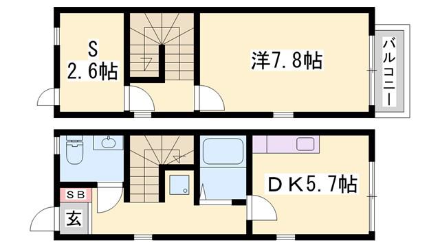 リースランド北条宮の町 A棟(1SDK/1階)の間取り写真