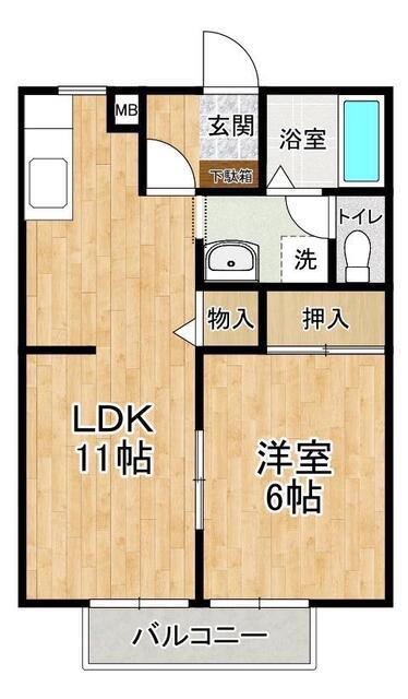サンガーデン稲荷前(1LDK/2階)の間取り写真