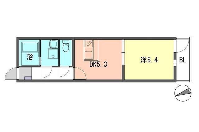 ヨーロピアン今宿(1DK/2階)の間取り写真