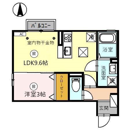 ポワロ II(1LDK/1階)の間取り写真